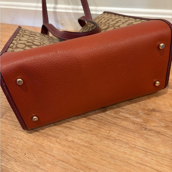 Coach Dempsey Tan and Orange Signature Tote - Picture 3 of 7